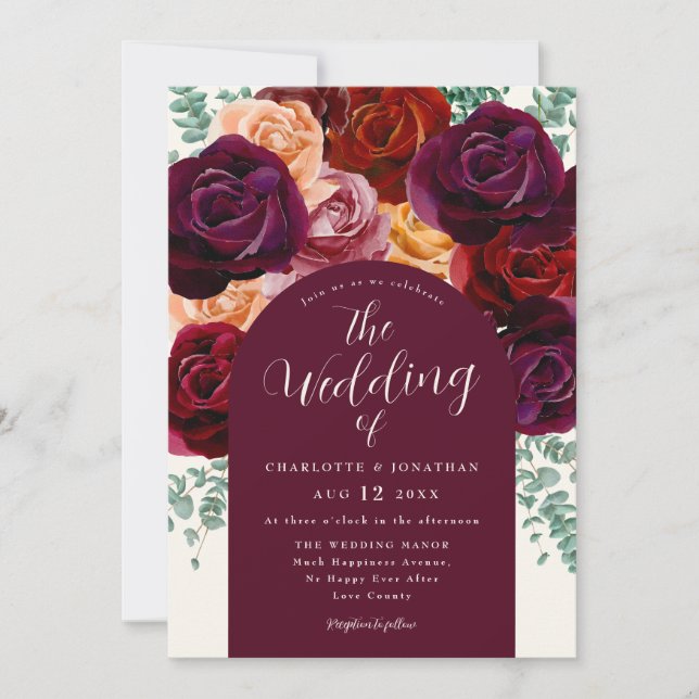 Convite Casamento Laranja Quebra Floral Quebra Irritada Qu (Frente)