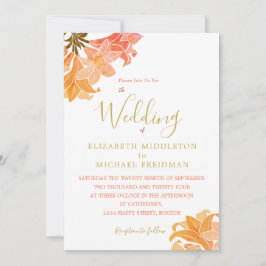 Convite Casamento Laranja Queimado Elegante