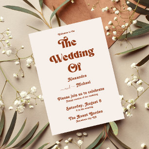 Convite Casamento Laranja Queimado Terracota Boho Retro