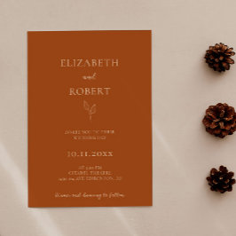 Convite Casamento Laranja Queimado Terracotta Simples Eleg