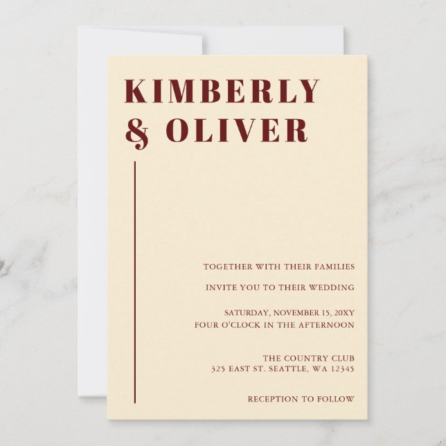 Convite Casamento Laranja Retro Abstrato Terthy Terracotta (Frente)