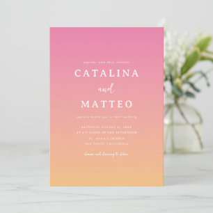 Convite Casamento Laranja Rosa de Verão Tropical