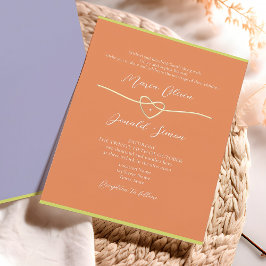 Convite Casamento Laranja Roxo Pastel