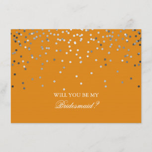 Convite Casamento Laranja Silver Confetti Bridesmaid