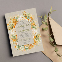 Casamento Laranja Verde Floral de Autumn Blooms