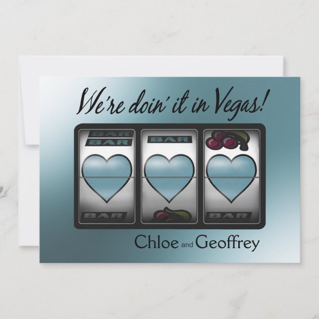 Convite Casamento Las Vegas Jackpot Hearts Caspian (Frente)