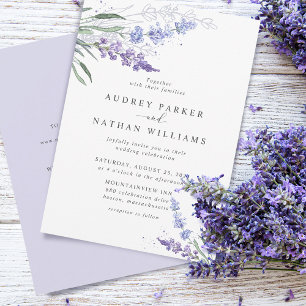 Convite Casamento Lavanda Aquarela Romântica c/Detalhes