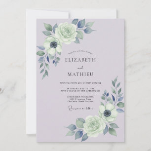 Convite Casamento Lavanda Ardósia Ranunculus Salvia