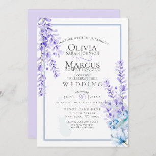 Convite Casamento   Lavanda de aquarelas - Florestas azuis