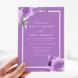Convite Casamento lavanda de Borda Branca Floral Púrpura<br><div class="desc">Convite para Casamento de Lavandas Jasmine Elegante moderno Ver coleção correspondente em Niche e Nest Store</div>