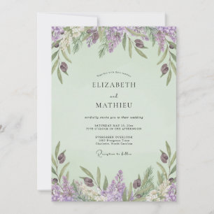 Convite Casamento Lavanda Hortelã Wisteria