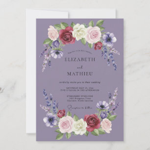 Convite Casamento Lavanda Marrom Flor