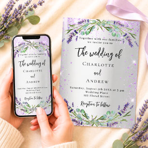 Convite Casamento lavanda prata eucalipto verde flora flor
