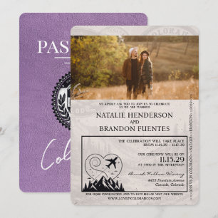 Convite Casamento lavanda Purple Colorado Passport