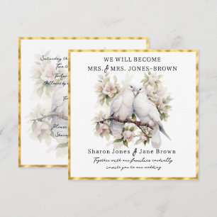 Convite Casamento Lésbico de Duas Pombas Brancas