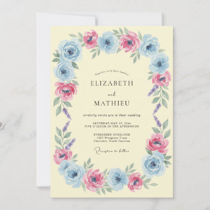 Convite Casamento Leve Azul Caprichoso de Primavera