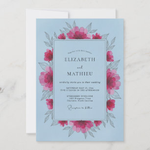 Convite Casamento Leve Azul Inspirador de Primavera