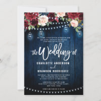 Casamento leve de Corda Rústica Floral Marinho Bur