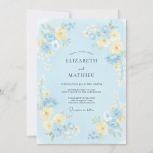 Convite Casamento Leve e Encantador de Primavera Azul Clar