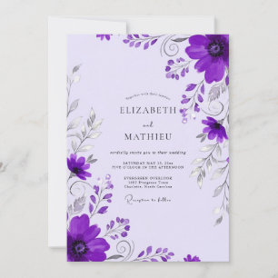 Convite Casamento Leve e Roxo de Primavera