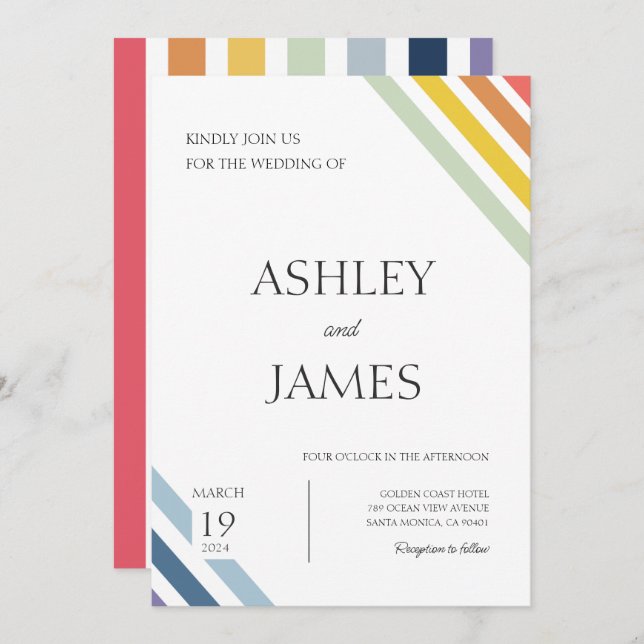 Convite Casamento LGBTQ Lésbica Gay minimalista (Frente/Verso)