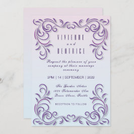 Convite Casamento lilac decorativo com lésbicas Boho