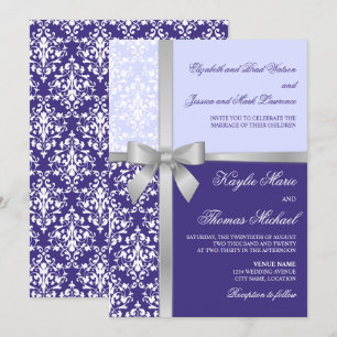 Convite Casamento Lilac Purple da Faux Silver Faux