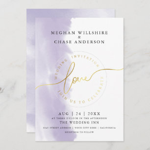 Convite CASAMENTO   Lilac Violet Watercolor