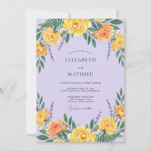 Convite Casamento Lilás Amarelo Ranunculus Cinza Eucalipto