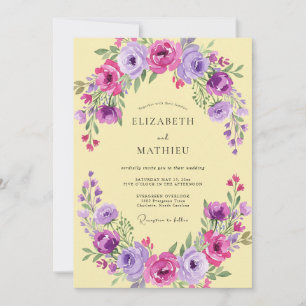 Convite Casamento Lilás Amarelo Ranunculus Eucalipto Silen