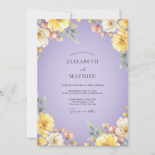 Convite Casamento Lilás Amarelo Ranunculus Sage