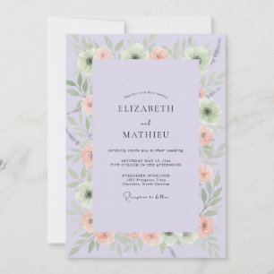 Convite Casamento Lilás Amora Ranunculus Eucalipto