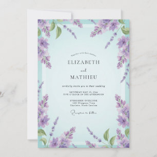 Convite Casamento Lilás Aquático de Wisteria