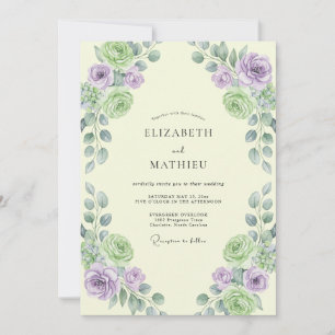 Convite Casamento Lilás Creme Antigo Ranunculus Eucalipto