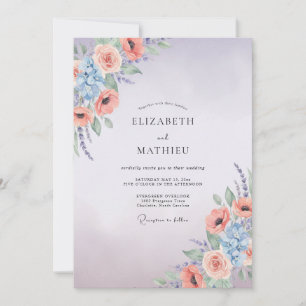 Convite Casamento Lilás Damasco Ranunculus Eucalipto