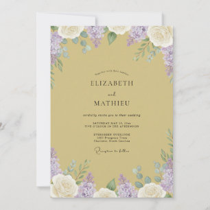 Convite Casamento Lilás Dourado Wisteria