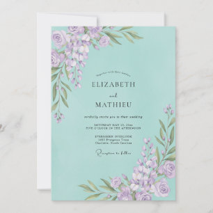 Convite Casamento Lilás Espuma de Mar Wisteria