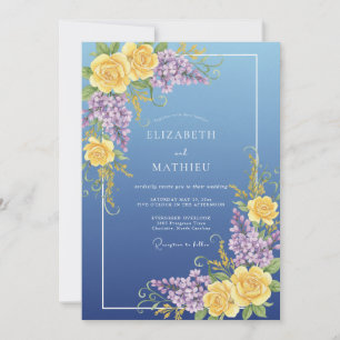 Convite Casamento Lilás Eucalipto Roxo Amarelo