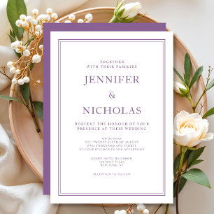 Convite Casamento Lilás Francês Formal Clássico Elegante
