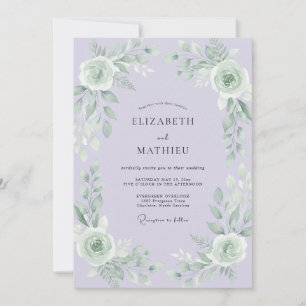 Convite Casamento Lilás Hortelã Folhagem Cinza Eucalipto