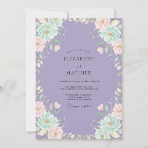 Convite Casamento Lilás Hortelã Ranunculus Salvia
