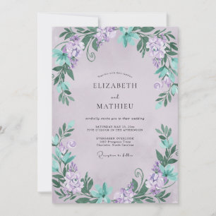 Convite Casamento Lilás Hortelã Wisteria