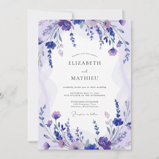 Convite Casamento Lilás Hortelãzinho Sage (Frente)