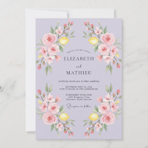 Convite Casamento Lilás Limão Cítrico Eucalipto