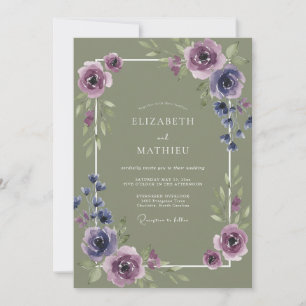 Convite Casamento Lilás Oliva Ranunculus Eucalipto