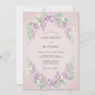Convite Casamento Lilás Pacífico Rosa Rubor