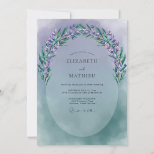 Convite Casamento Lilás Periwinkle com Ramalhete de Eucali