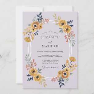 Convite Casamento Lilás Ranunculus Dourado Eucalipto