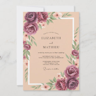 Convite Casamento Lilás Rosa Bege Ranunculus Eucalipto