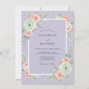 Convite Casamento Lilás Rosa Peônia